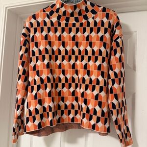 Anthropologie Maeve The Carys sweater. White blue orange. VGUC size m